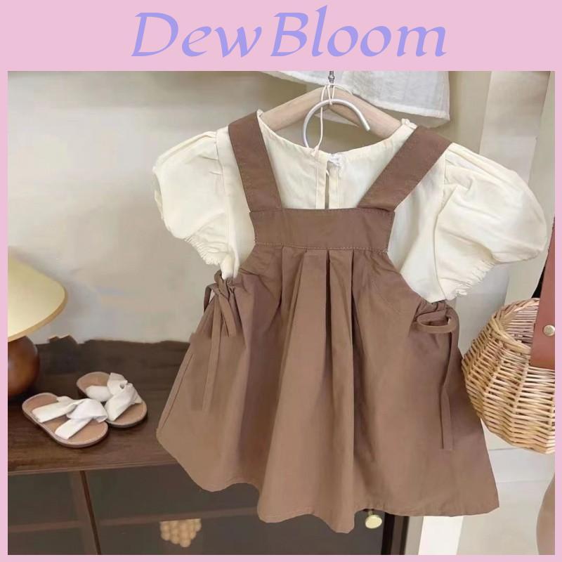 Charming Girls Two Piece Outfit 2024 New Summer Short Sleeve Dress Set For Kids