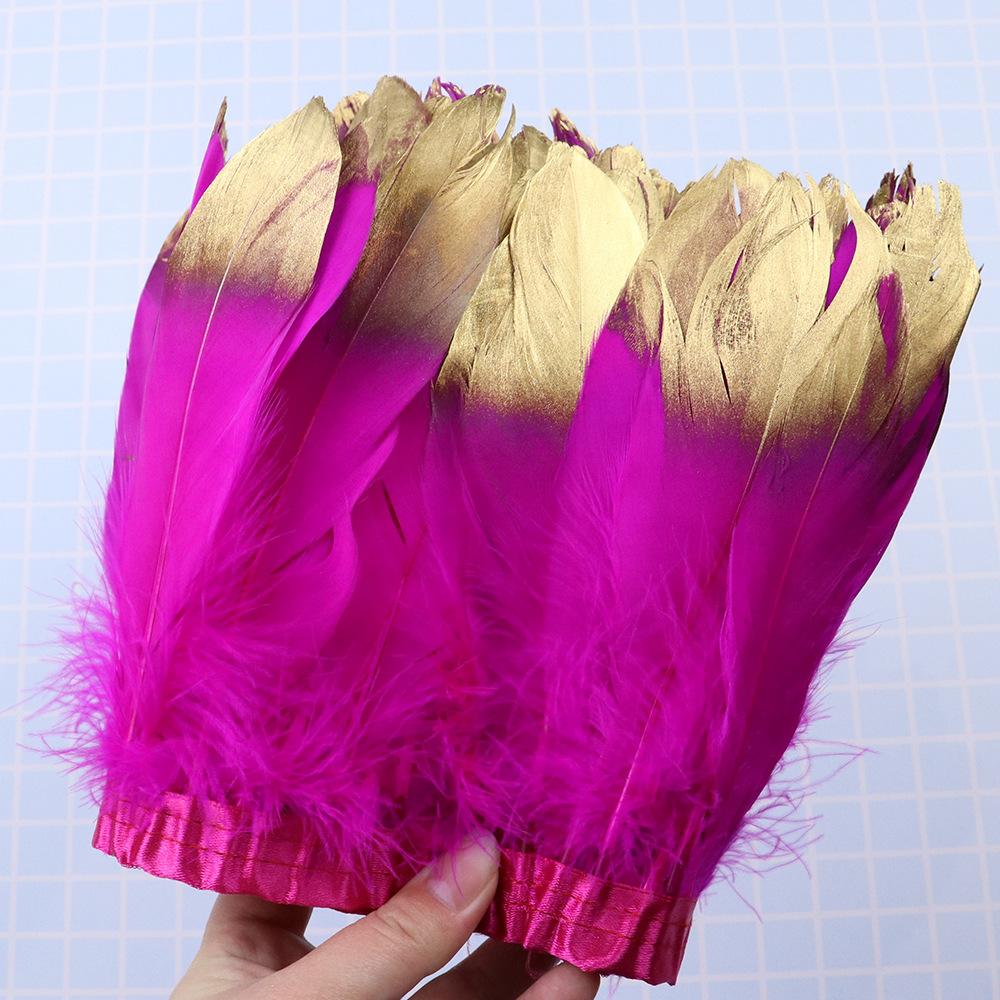 1 Meter Soaked Goose Feather Decorative Ribbon Natural Swan Feather Decorative Wedding Dress Feather Dyeing 15-20Cm