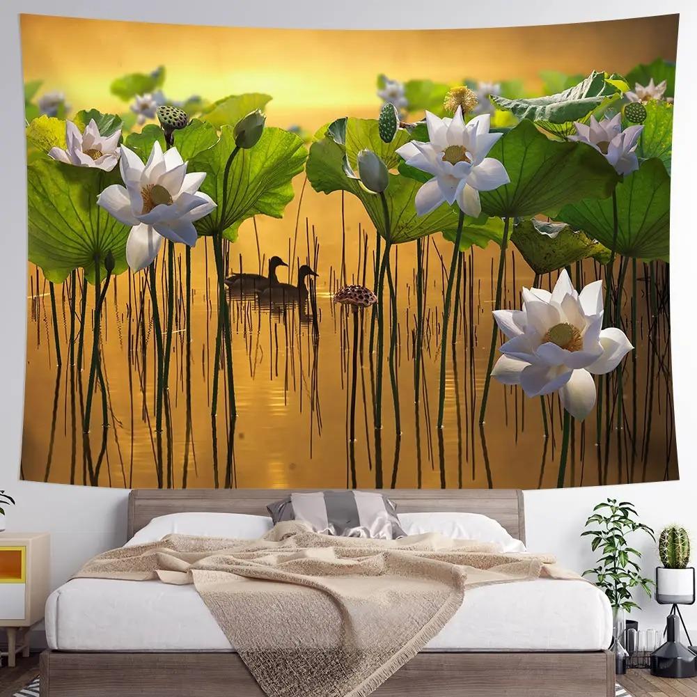 Lotus Leaf Lotus Room Decorative Tapestry Home Wall Decor Office Living Room Tapestry