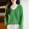 Women's V-Neck Pure Wool Sweater: Lightweight, Lazy Style Knit for Autumn & Winter, Cashmere Base Layer.