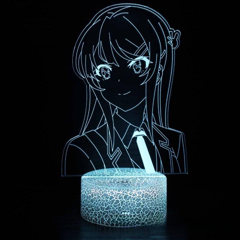 Rascal Does Not Dream Of A Dear Friend Mai Sakurajima 3d Touch Led Night Light With Remote Control For Bedroom Decor