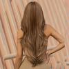 Women's 66cm Hair Brown Long Curly Hair T-shaped Front Lace Rose Hair Net Headwear Pure Hand Woven Lace Wigs Kanekalon Wig