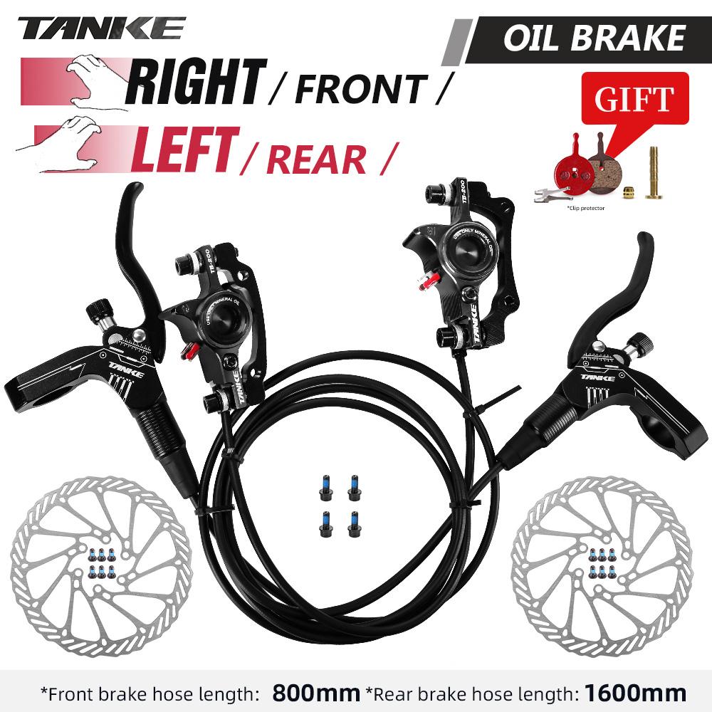 TANKE MTB Hydraulic Disc Brake Set 160mm Oil Pressure CNC Caliper Clamp Front Rear A/B-Pillar Handle Bicycle Upgrade Parts