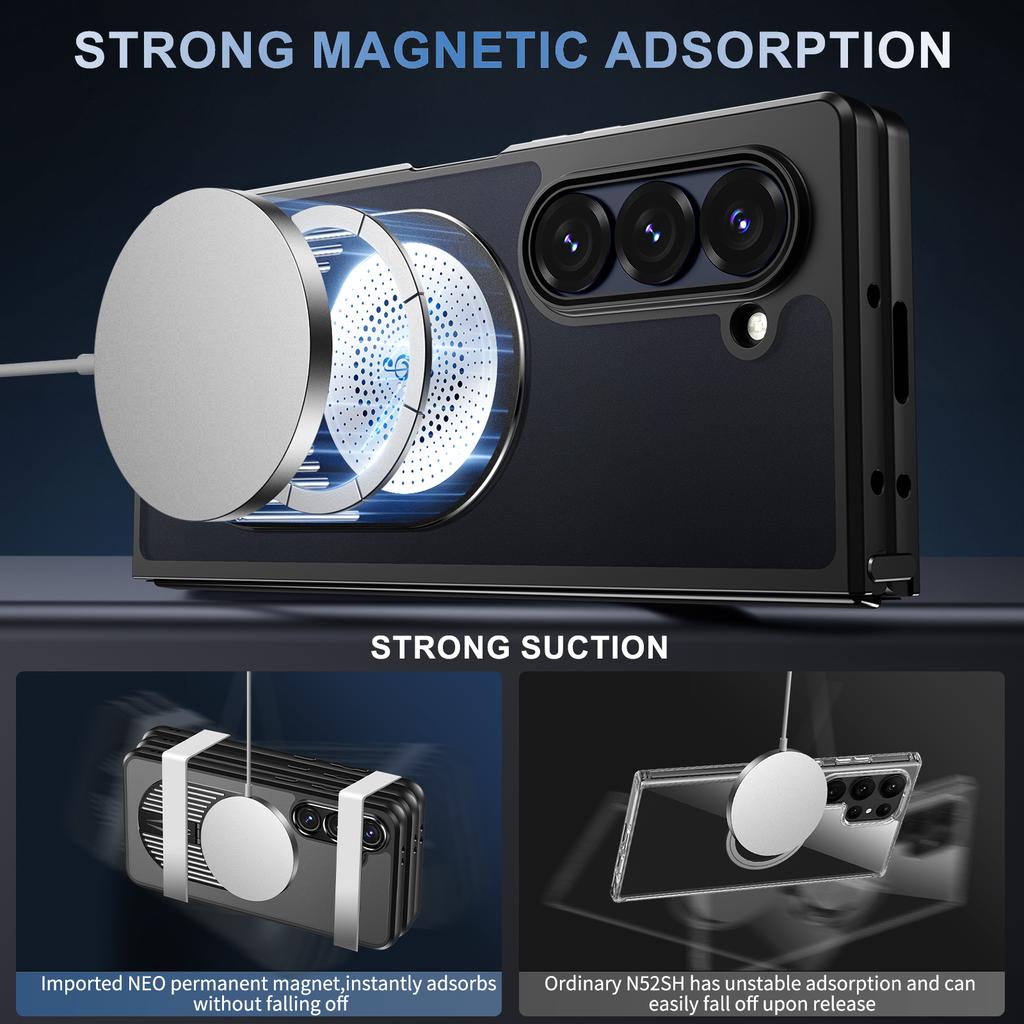 For Samsung Galaxy Z Fold5 5G Magnetic Case Heat Dissipation Aromatherapy Kickstand Silicone+PC Phone Cover