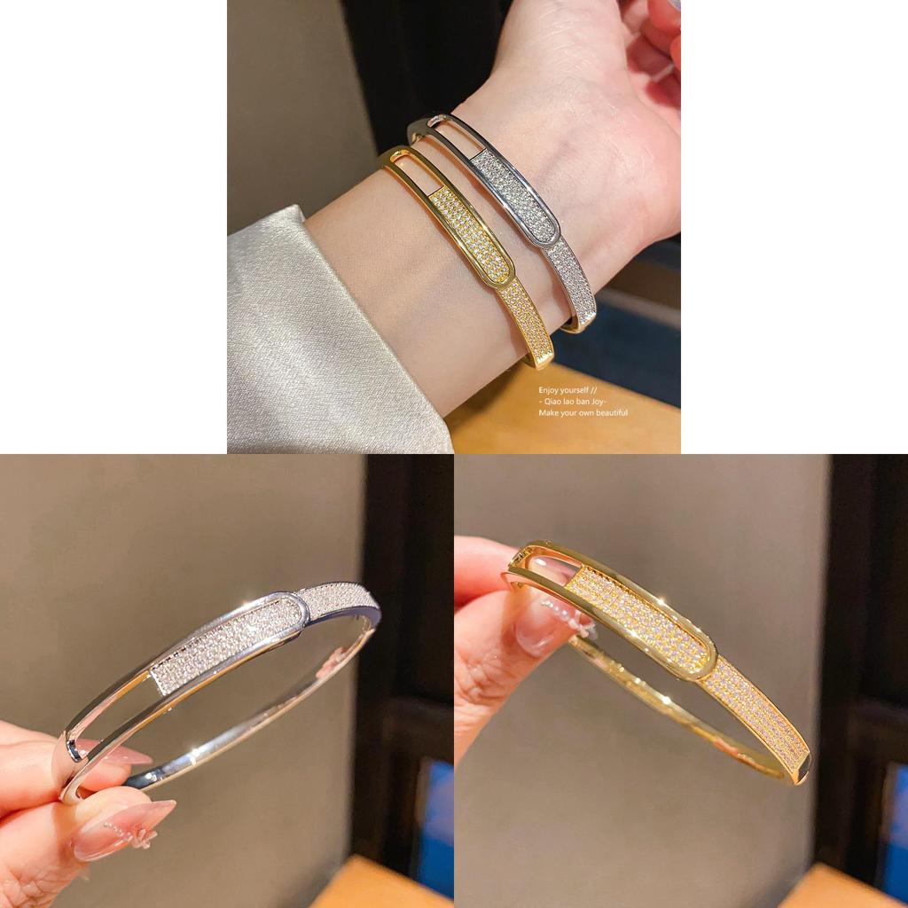 Elegant Copper Zirconium Hollow Oval Hand Chain For Trendy Accessories
