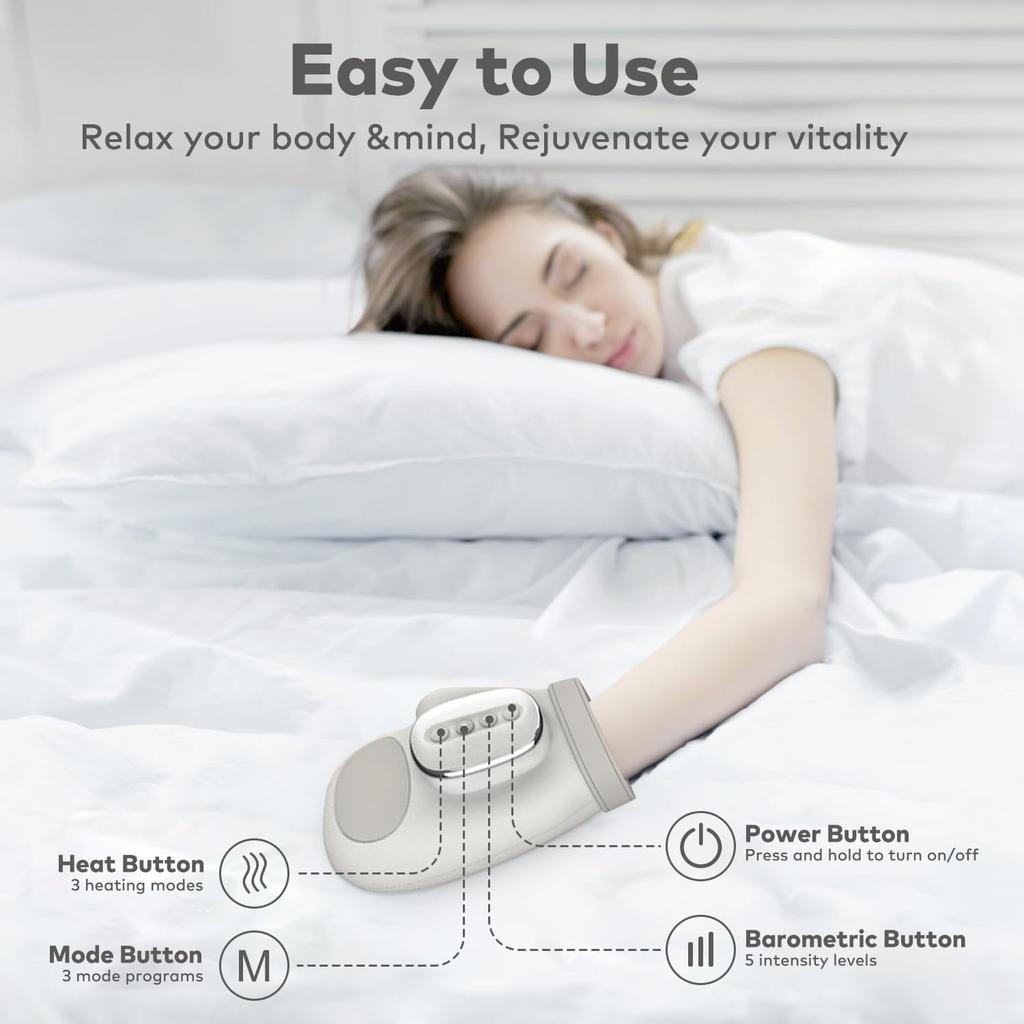 Masážní přístroj na ruce s teplem a kompresí - 3D airbag, Kancelářské/Herní/Regenerační použití