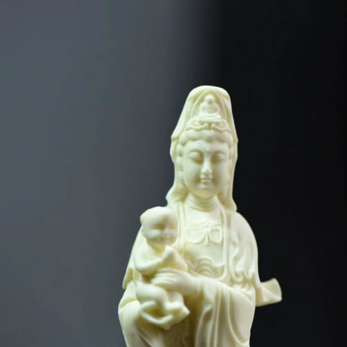 18cm Mother Kannon Bodhisattva Statue, Child-rearing Kannon, "Prayer for Safe Childbirth, Guardian Deity for Child-rearing, and Memorial Service for U