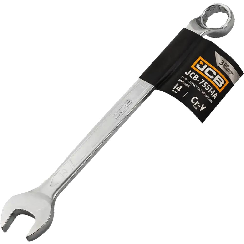 JCB 2-sided Open-end Spanner, 75 Degrees Angled, 14 Mm Cr-V, 12-point