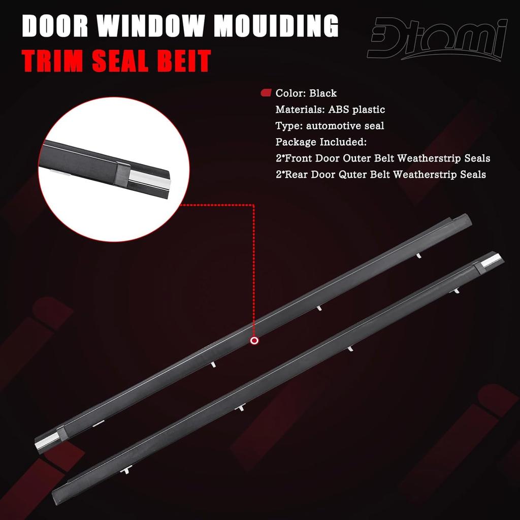 Front Door Window Belt Weatherstrip, Moulding Trim Seal Compatible With Toyota Vehicle Tacoma 1995-2004 Replace# 68160-04020 68210-04020 (2PCS)