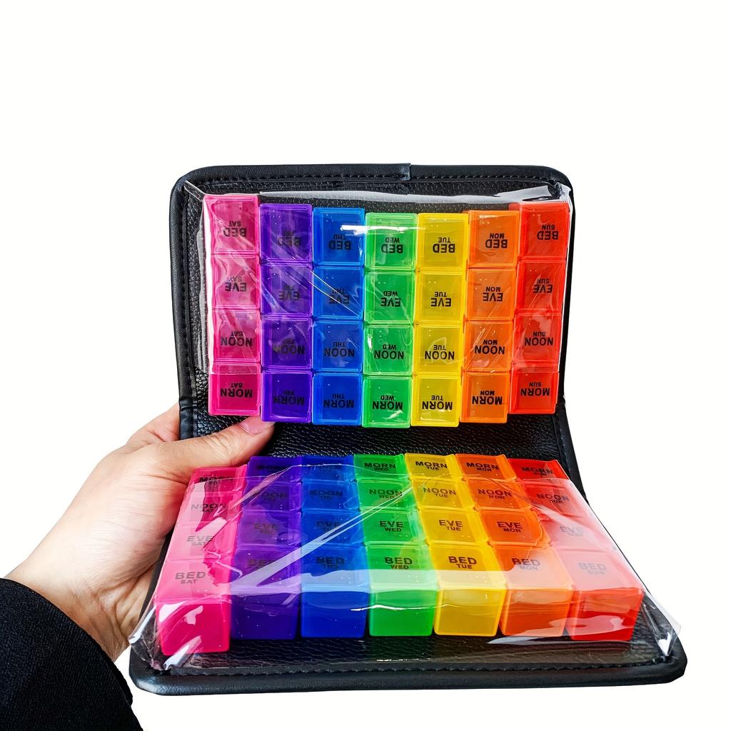 1pc Pill Case 14 Days 56 Compartments Pill Box/Pill Organizer Large Capacity Medicine Storage Case For Home Travel Office