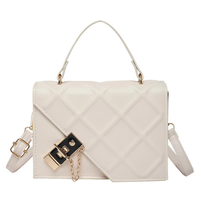 Bolsa pequena de corrente de diamante coreana nova 2025 de alto valor com textura fashion bolsa de ombro transversal bolsa quadrada pequena casual
