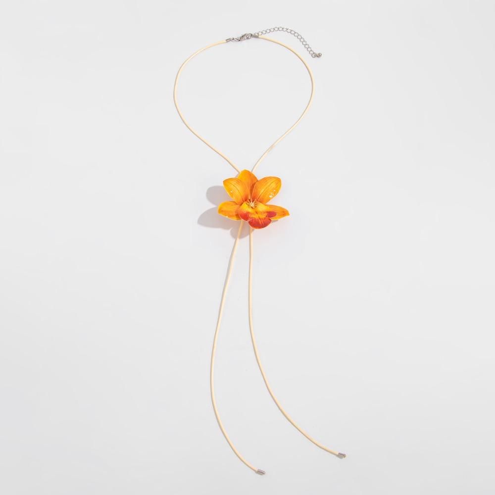 Simulation Flower Necklace Orchid Simulation Flower Earrings Sweet Clavicle Chain  Ladies