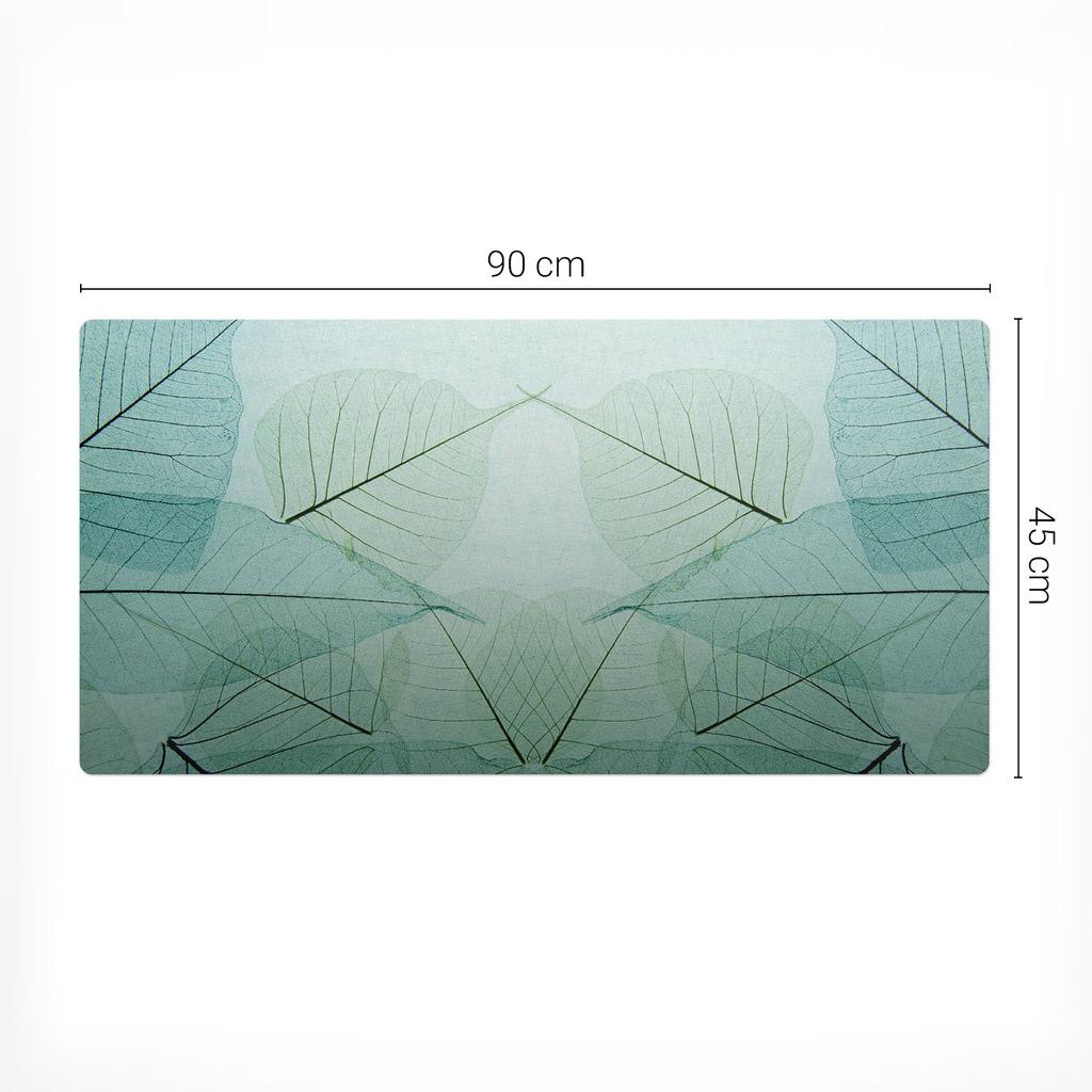 Gaming Protective Mat for Keyboard and Mouse, Leaves in Symmetry, 90x45 cm