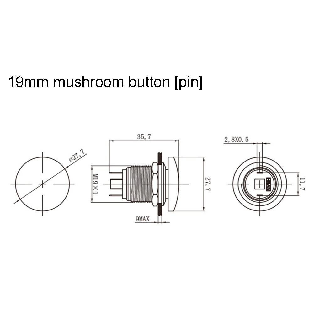 High Quality Push Button Switch Colored Finish Aluminum Insert Pin Terminal Type 100 000 Times Electrical Lifespan