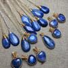 Original 925 Sterling Silver 18K Gold Plated Fashion Gemstone Natural Kyanite Pendant Necklace