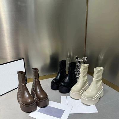 High and Thin Short Boots Women's 2025 New Fashionable Versatile Thick-soled Heightening Casual Small Elastic Thin Boots