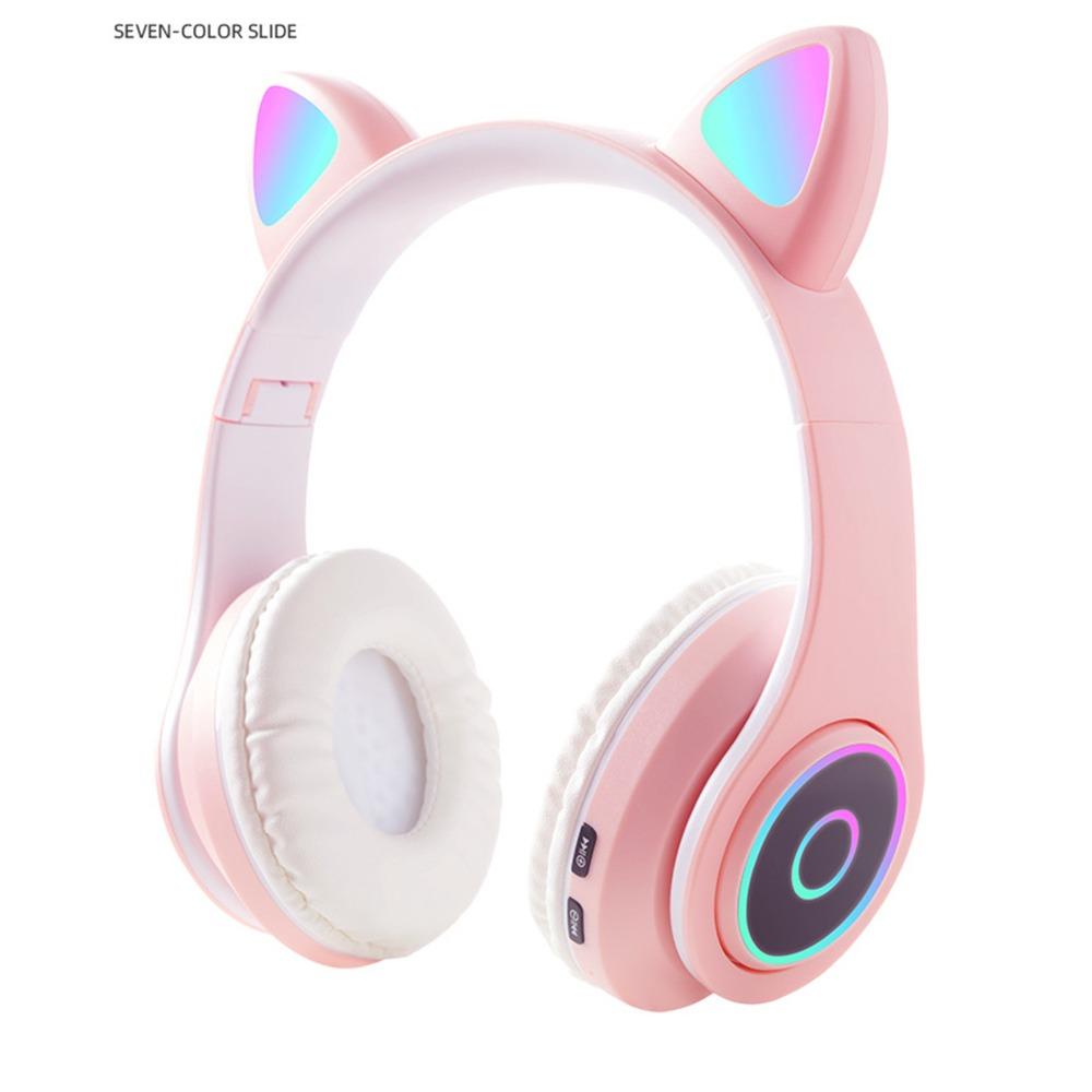Bass Enhancement Cute Cat Ear Bluetooth Headset Adjustable Wireless Bluetooth Headset Portable Headset Portable Use