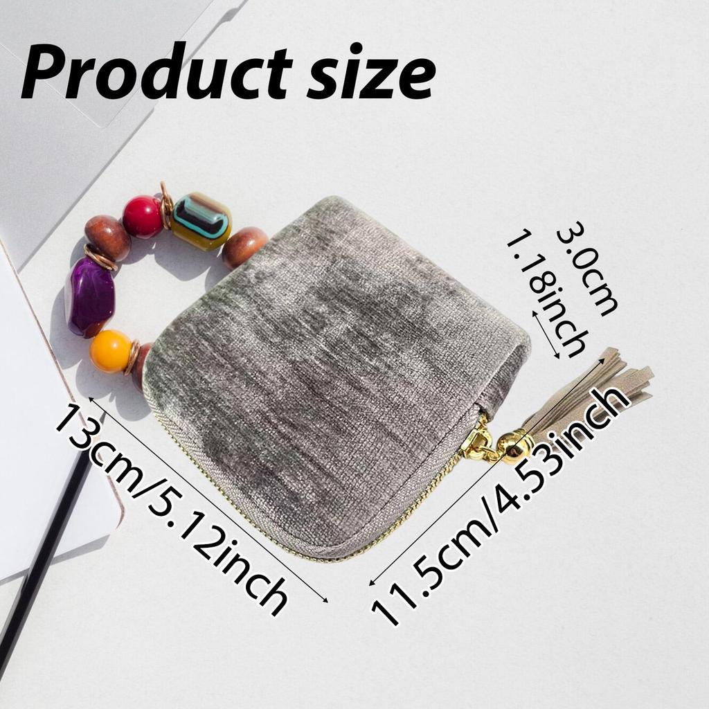 Case Organizer for Rings Bracelets Necklaces Earrings Velvet Chenille Tassel Zipper Storage Bag