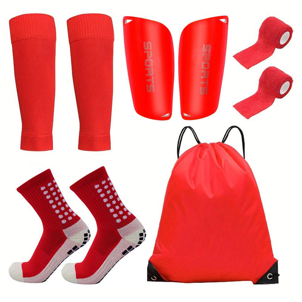 5-Piece Set Soccer Sports Gear Shin Guards Protective Gear Drawstring Backpack Sports Tapes Polyester-Elastane Football Socks
