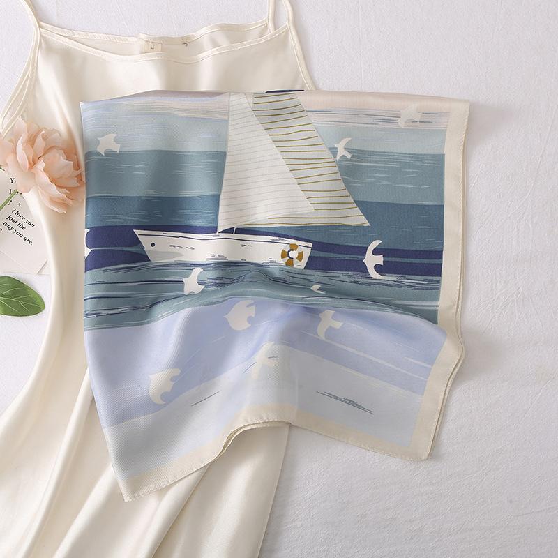 Eșarfă lungă din satin de primăvară și de vară pentru femei șal de protecție solară, scenă de frumusețe la modă, eșarfă lungă din satin, eșarfă de călătorie versatilă