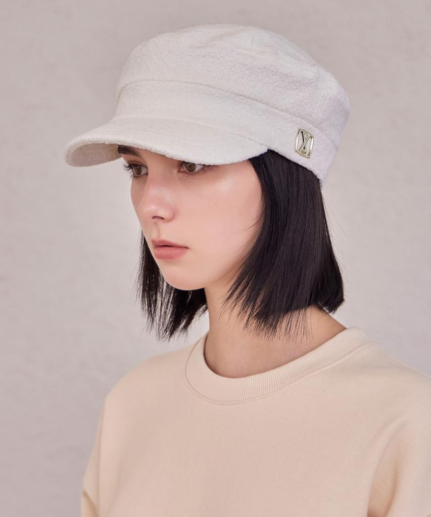 Bajal Va Square Studded Wool Sailor Cap Ivory