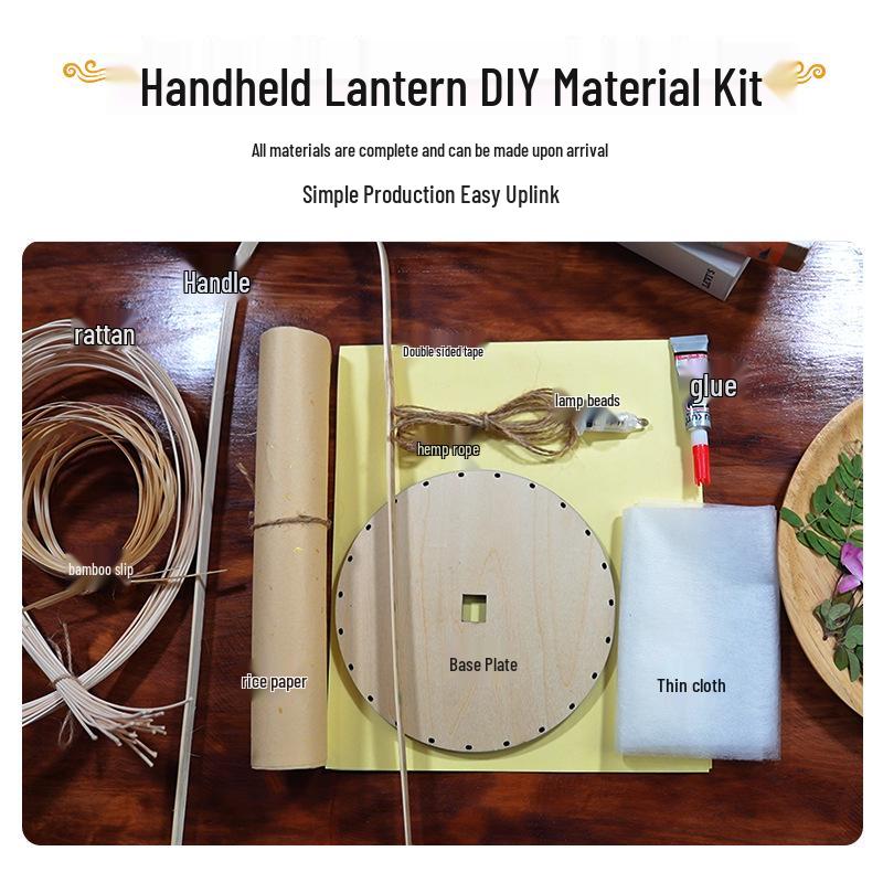 2025 Handmade Mid-Autumn Bamboo Weaving Luminous Lantern DIY Kit: Ancient-Style Chinese Handheld Pressed Flower Lantern