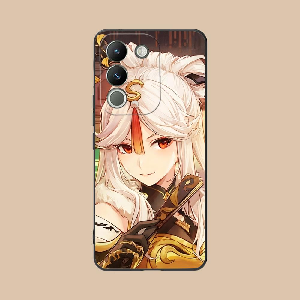 Game GI Ningguang Matte TPU Mobile Phone Case for VIVO Y77 76 75 74 73 72 58 56 55 51 50 38 36 Y19 Y18 Y03 Y01 5G Colorful Cover