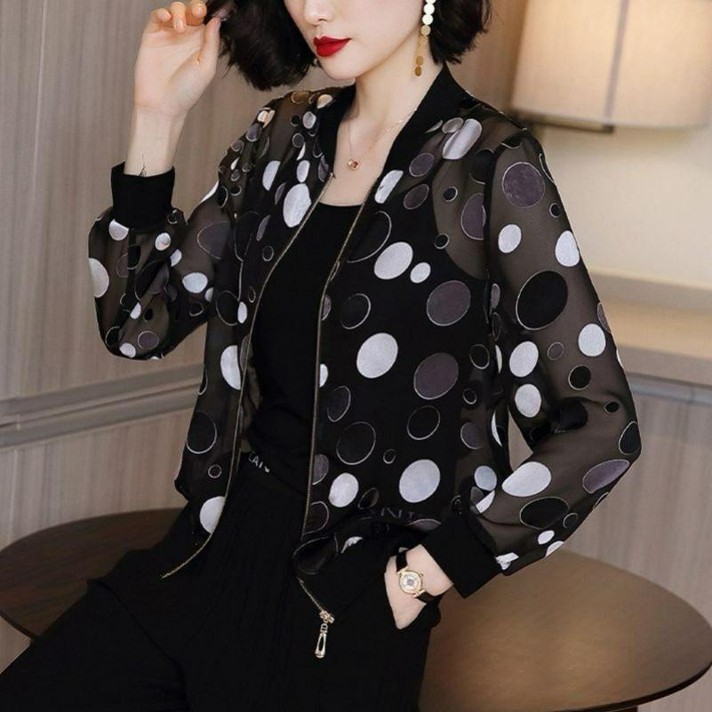 Printed Sunscreen Baseball Uniform Women's Summer Large Size Loose Jacket Cardigan Top Spring and Autumn Short Jacket Trend