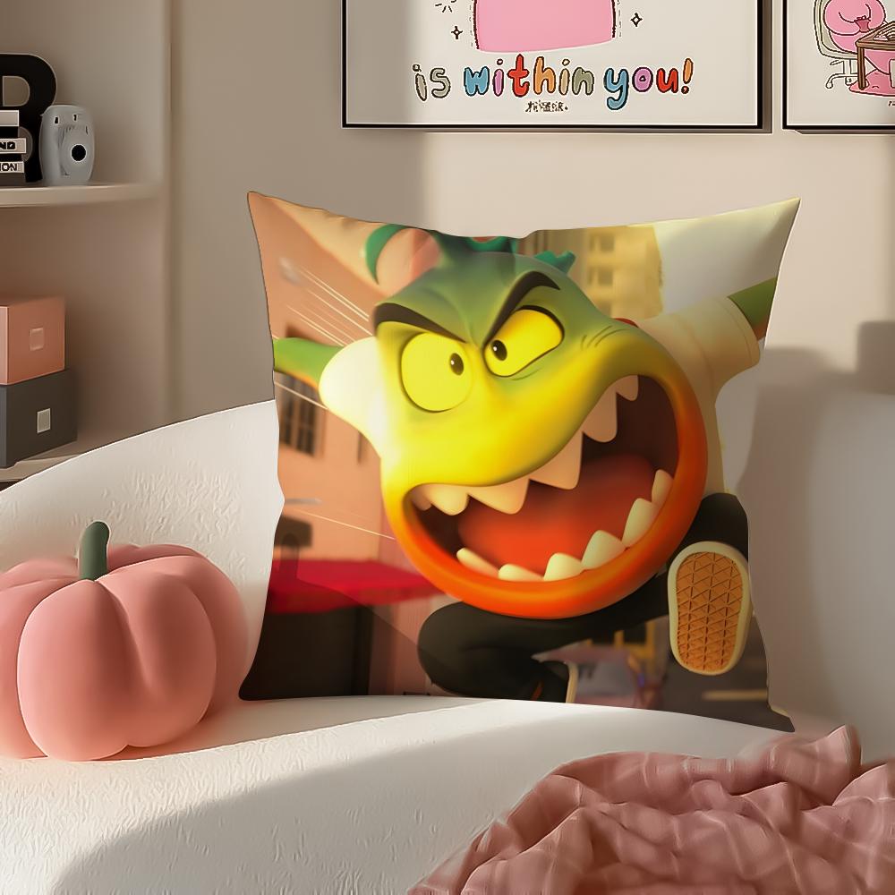 Funny Anime American Movie TThe Bad Guys Cushion Cover Pillowcase Short Plush Invisible zipper Room Sofa Cushion Cover