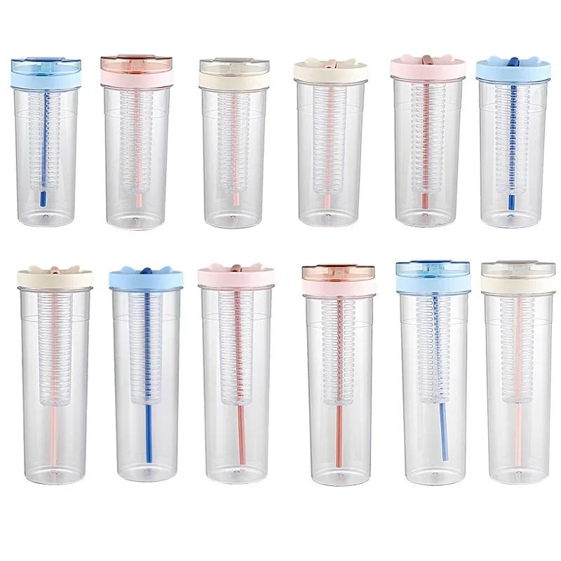 Roomy Lightweight to Carry Straw Cup See Through Non-leaking Water Cup with Filter Charming Drink Bottle for Boys and Girls