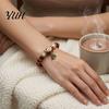 Alloy Beaded Jewelry for Christmas Bracelet, Elastic Stretch Bracelet with Xmas Holiday Collection Tree Charm, Gifts Women Men Festive Santa