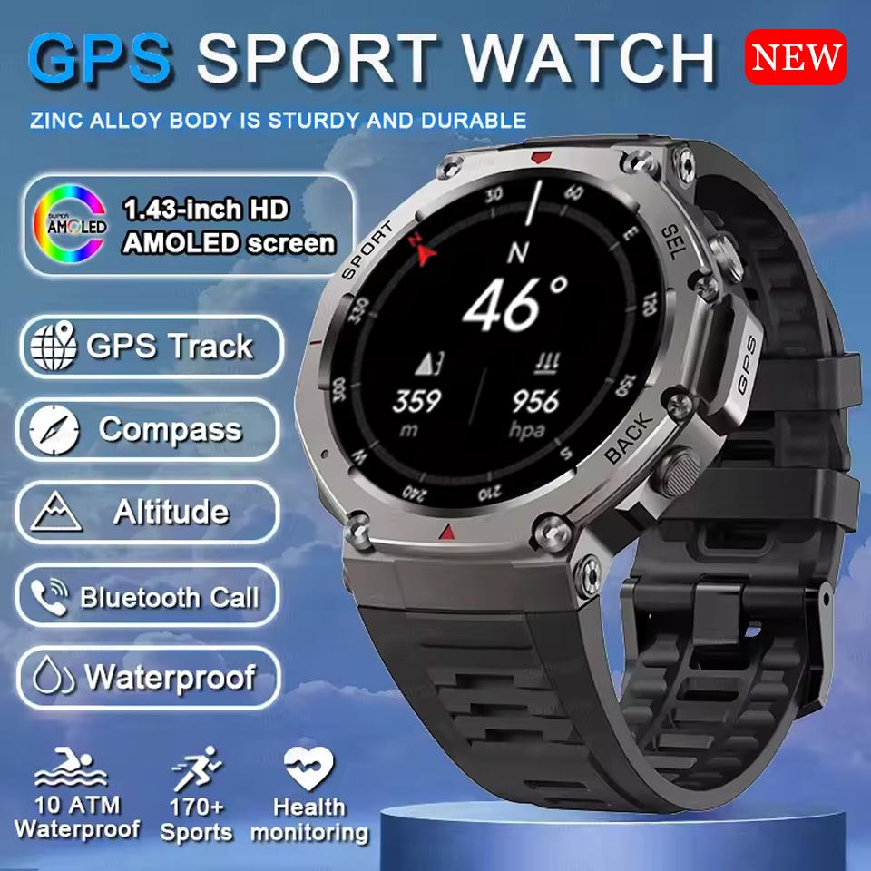 Brand new High-Quality Outdoor High-Quality Gps High-Quality Smart High-Quality Watch High-Quality Men High-Quality 1.43 High-Quality Amoled Bluetooth call чёрный