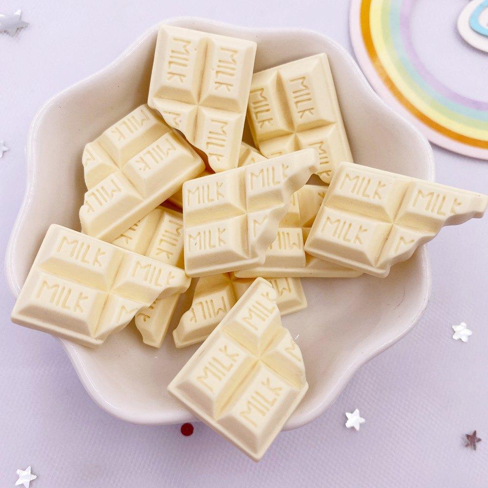 10PCS Resin Kawaii Simulation Milk Chocolate Flatback Cabochon Candy Figurine Home Decor DIY Scrapbook Craft Bow Accessories