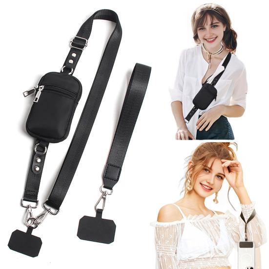 Crossbody Lanyard Hands-free Phone Holder Phone Carrying Strap with RFID Wallet Comfortable Phone Sling for All Smartphones