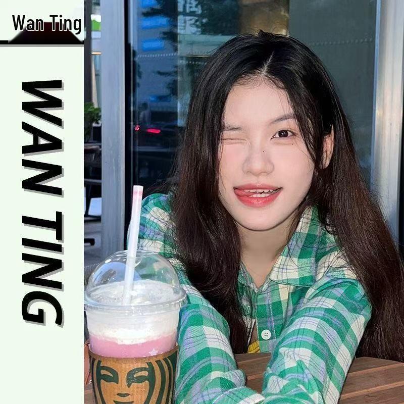 Dámská zelená kostkovaná ležérní halenka s dlouhým rukávem - Lehká, volného střihu na jaro, léto a podzim