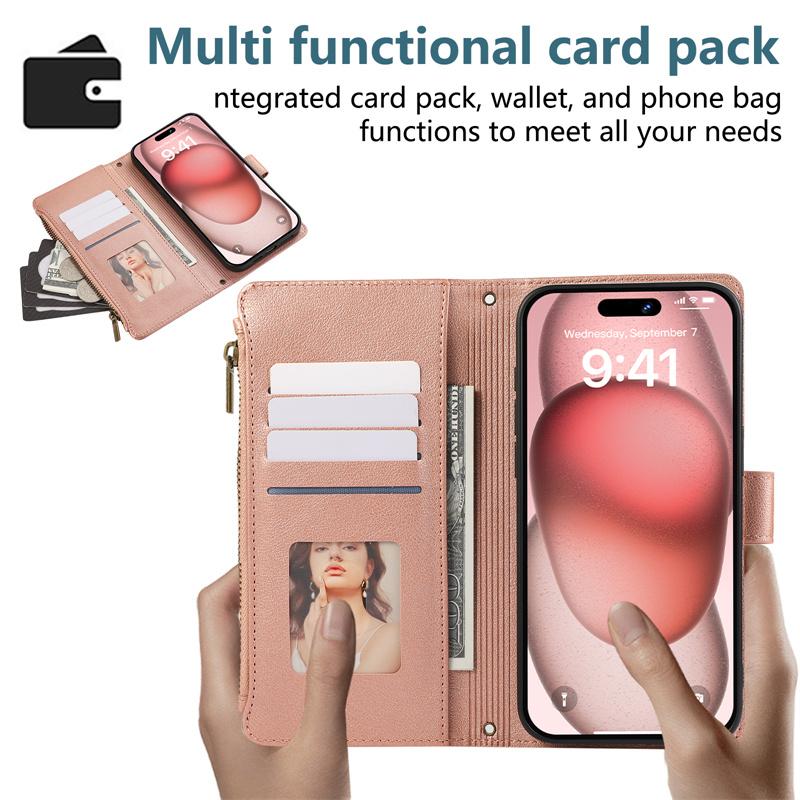 Crossbody Wrist Strap Leather Phone Case for IPhone 13 12 Mini 16 15 14 11 Pro Max XS X XR 8 Plus Wallet with Card Holder Cover