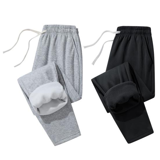 Men Thick Sweatpants Autumn And Winter Drawstring Waist Loose Casual Pants Fleece Lined Warm Trousers for Daily Wear Gym