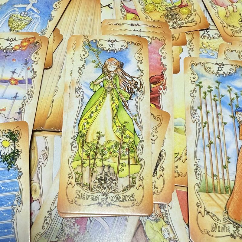 12*5,5cm Niedrige Angst Tarotkarten Englisch 78 Stück Deck Geheime Ergänzung Die Sprache der Blumen Feen-Stil Cartoon Tarotkarten