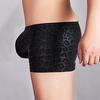Men's Faux Leather Underwear Mid-rise 3D U-convex Snake Leopard Print Stretchy Skinny Shorts Briefs