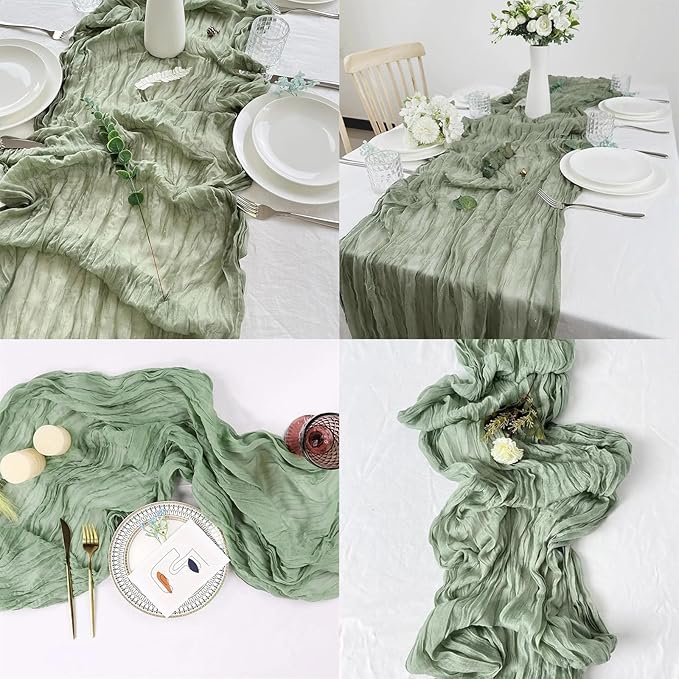 20Pcs Grey Blue Table Runner 40x275cm Gauze Table Runner for Wedding Reception Sheer Bridal Birthday Party Table Decoration