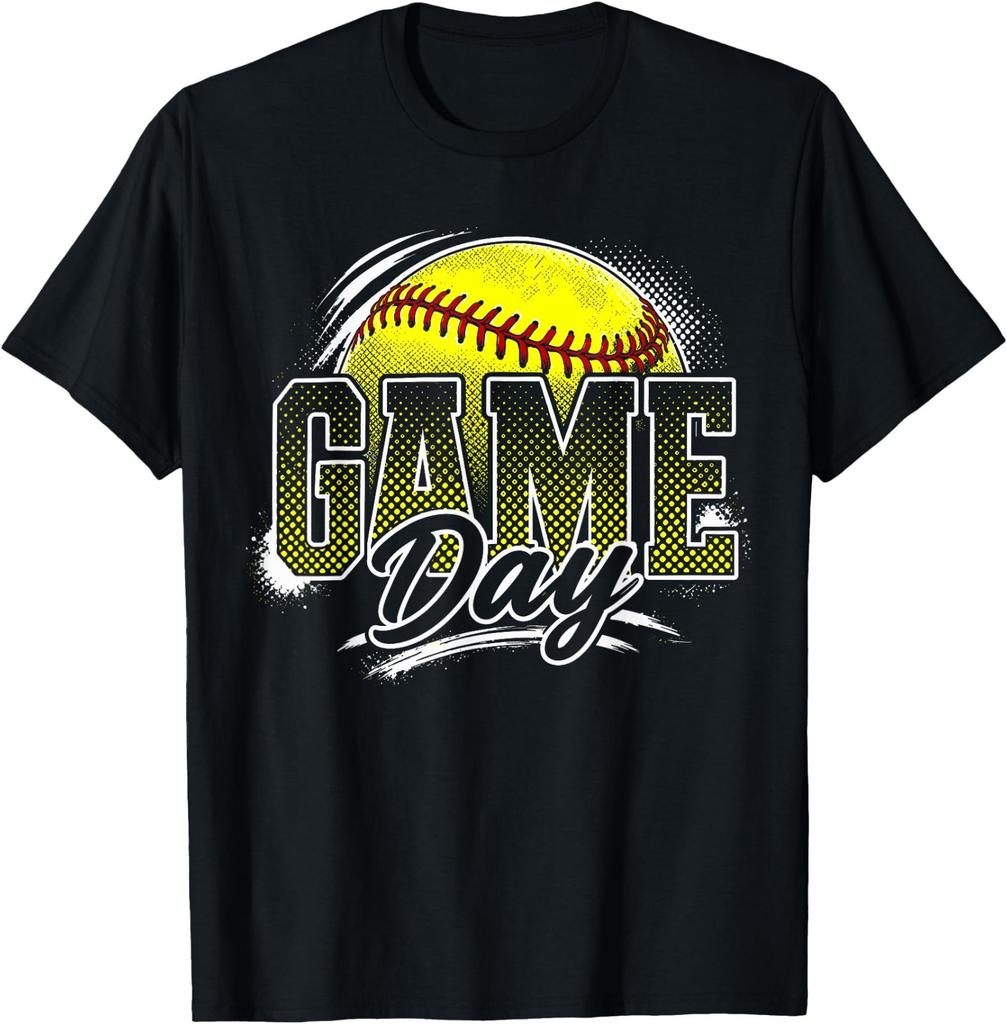 Vintage Game Day Softball Season Camouflage Team Sports T-Shirt