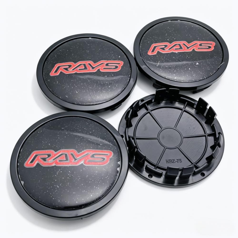 4 piezas/Set 75 mm / Clips 65 mm Emblema Insignia Logo Rays Tapacubos Centrales de Rueda de Coche Tapa de Cubo de Rueda Tapa de Cubo de Llanta Reemplazo Accesorios para Coche