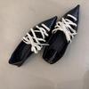 2025 new lace-up two-wear small single shoes niche design shoes French retro pointed head shallow mouth simple bright leather
