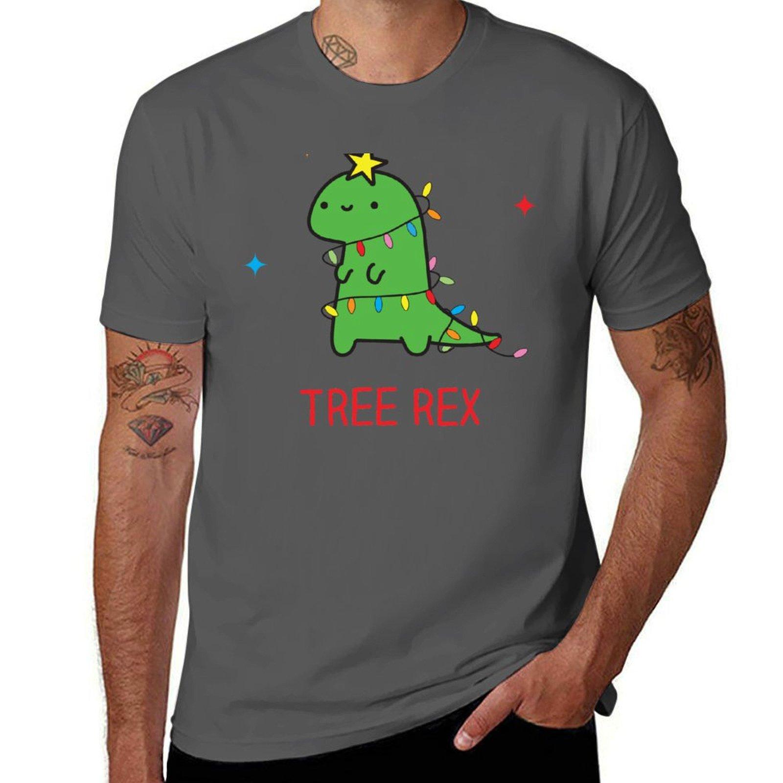 

Tree Rex, Christmas dinosaur T-Shirt man t shirt cotton high quality graphic t shirts for man cotton t shirt pack T-Shirt 4XL