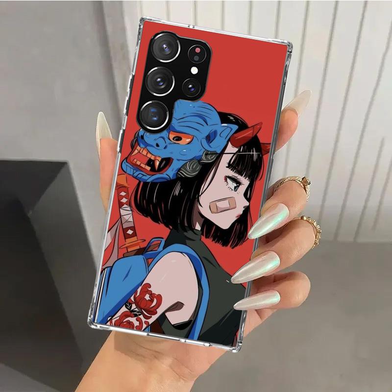 Japanese Style Anime Girl Phone Case for Samsung Galaxy S26 S24 S23 Ultra S25 Edge S22 S21 Plus S20 FE + Soft Print Shell Funda