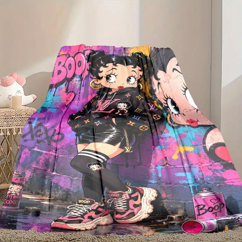 [Betty Boop Blanket] Soft Throw Blanket for Bed Sofa, Holiday Gift Blanket for Women Men Family Friend