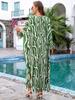 European & American Cotton Print Plus Size Loose Beach Dress Cover-Up for Women