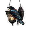 Gothic Raven Decor Decorative Acrylic Sun Catcher Faux Stained Glass Window Hanging Exquisite Halloween Crow Decor For Study