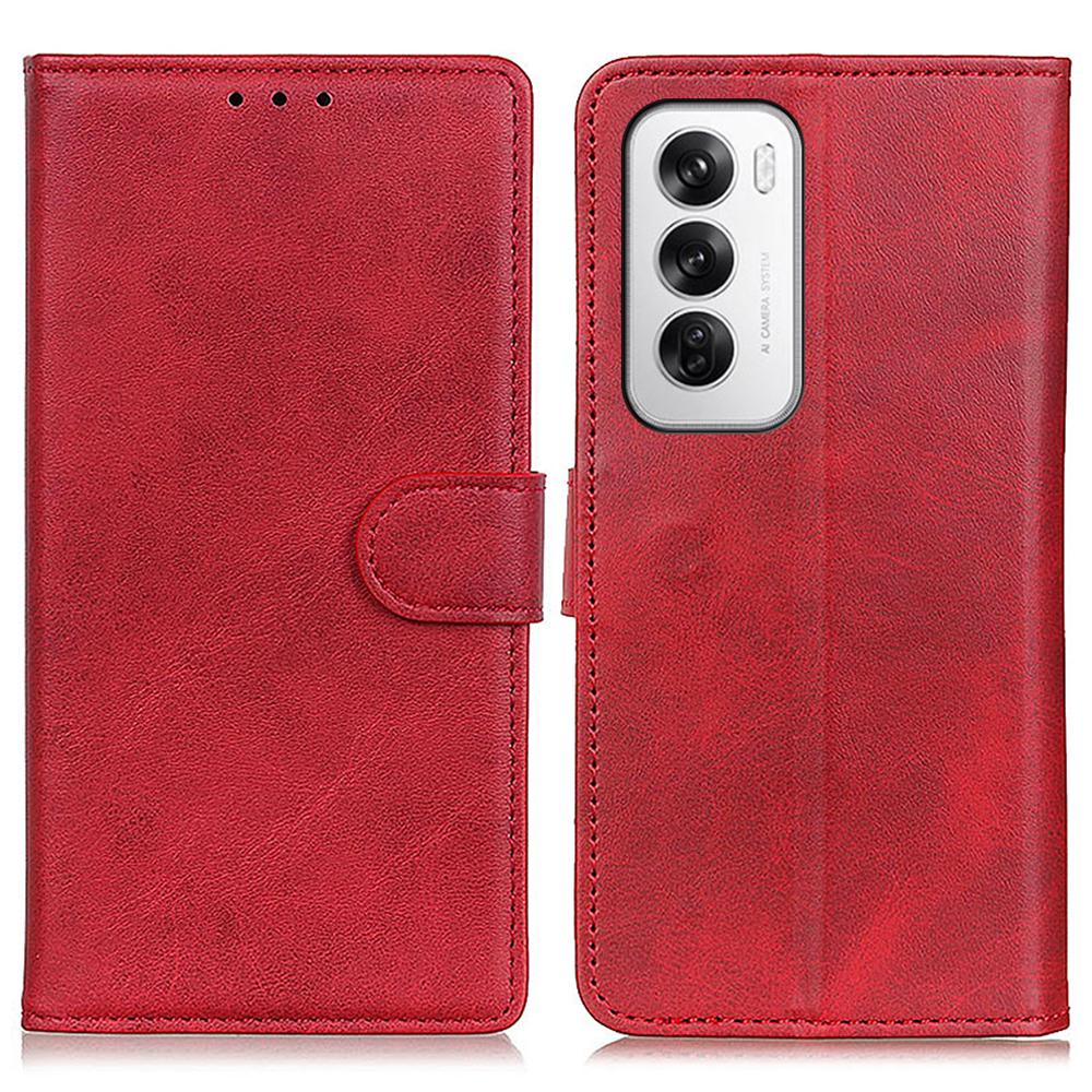 

Для Oppo Reno12 5G (Глобальный) Чехол-подставка из кожи с текстурой коровьей шкуры, откидная крышка для телефона Red