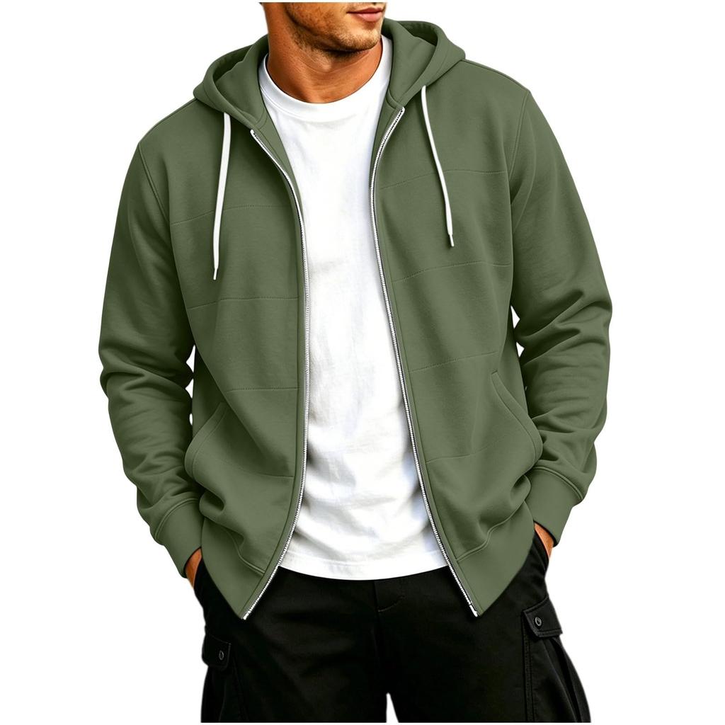 Felpa con cappuccio e zip casual da uomo con tasche per l'uso quotidiano